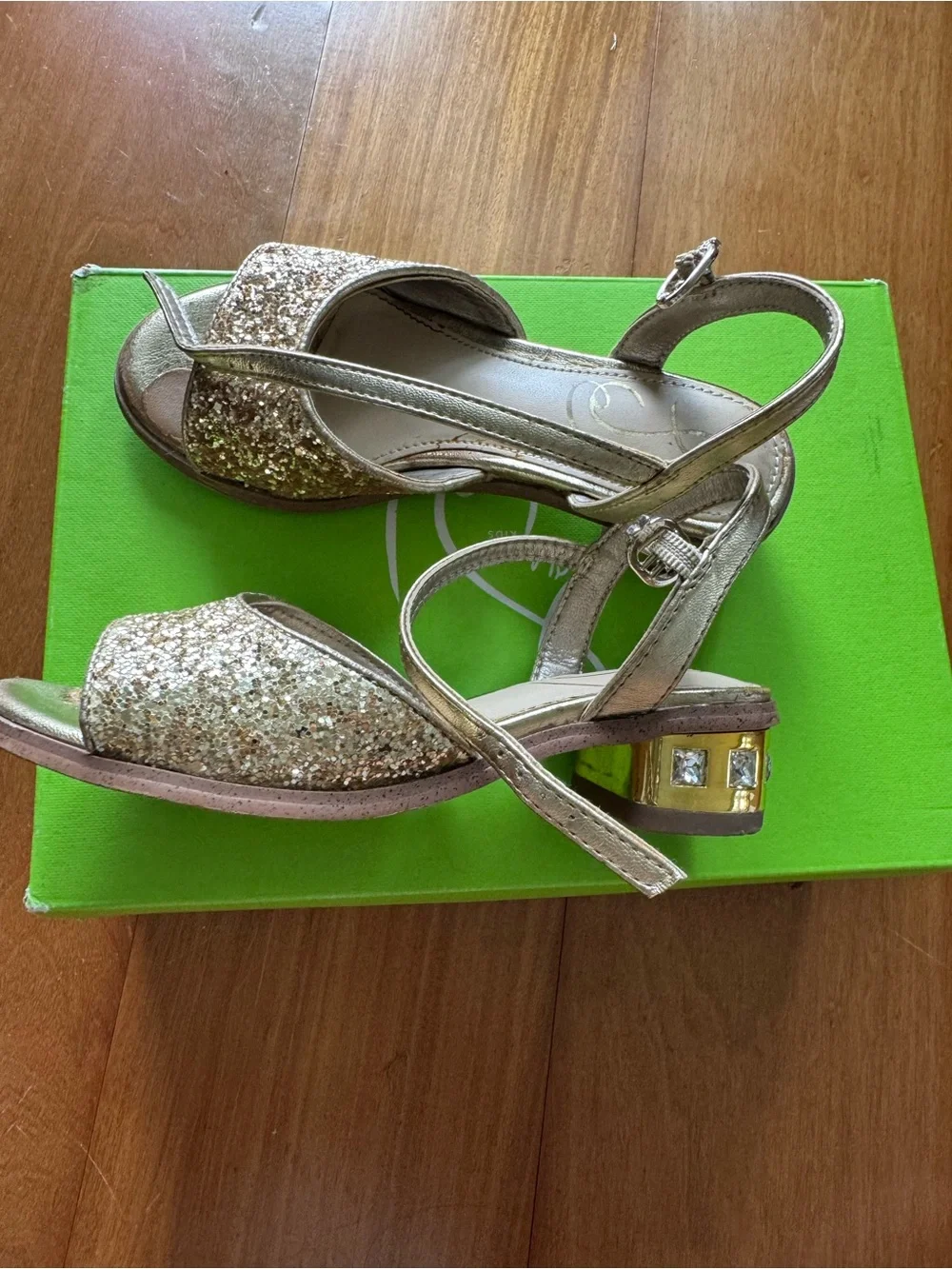Sam Edelman Girls' Gold Glitter Slingback Sandals